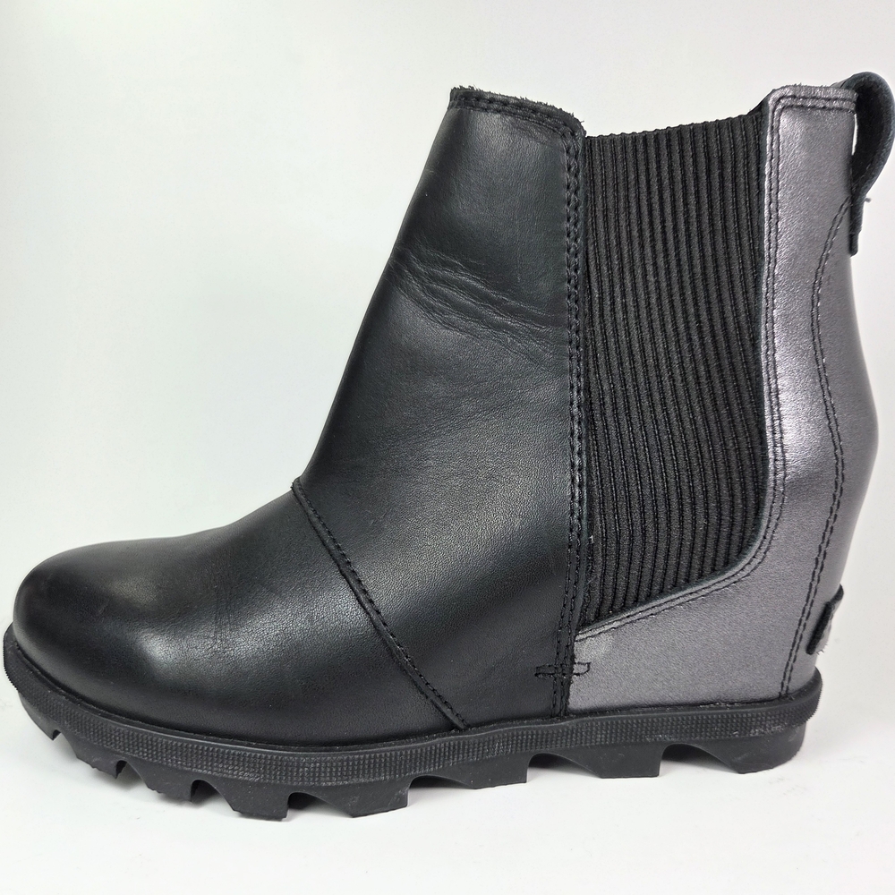 Sorel Joan Rhapsody Chelsea Waterproof Black Pewter Hidden Wedge Bootie W 6